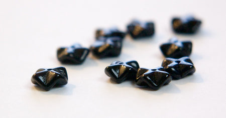 Vintage Opaque Black Wavy German Glass Beads 9mm grm044F