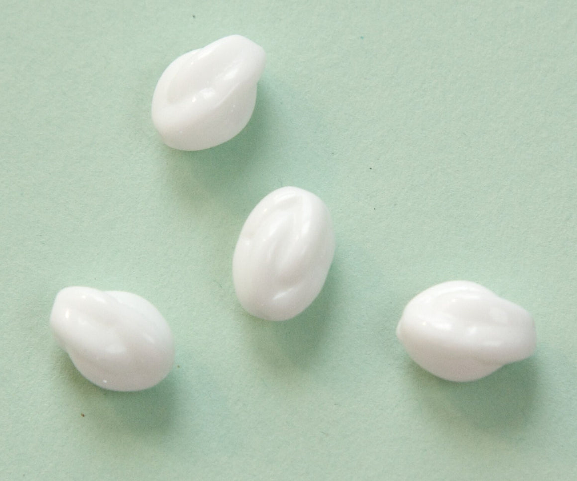Vintage Opaque White Knotted German Glass Beads Med2 grm042D