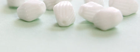Vintage Opaque White Ribbed Bicone German Glass Beads SM grm059D