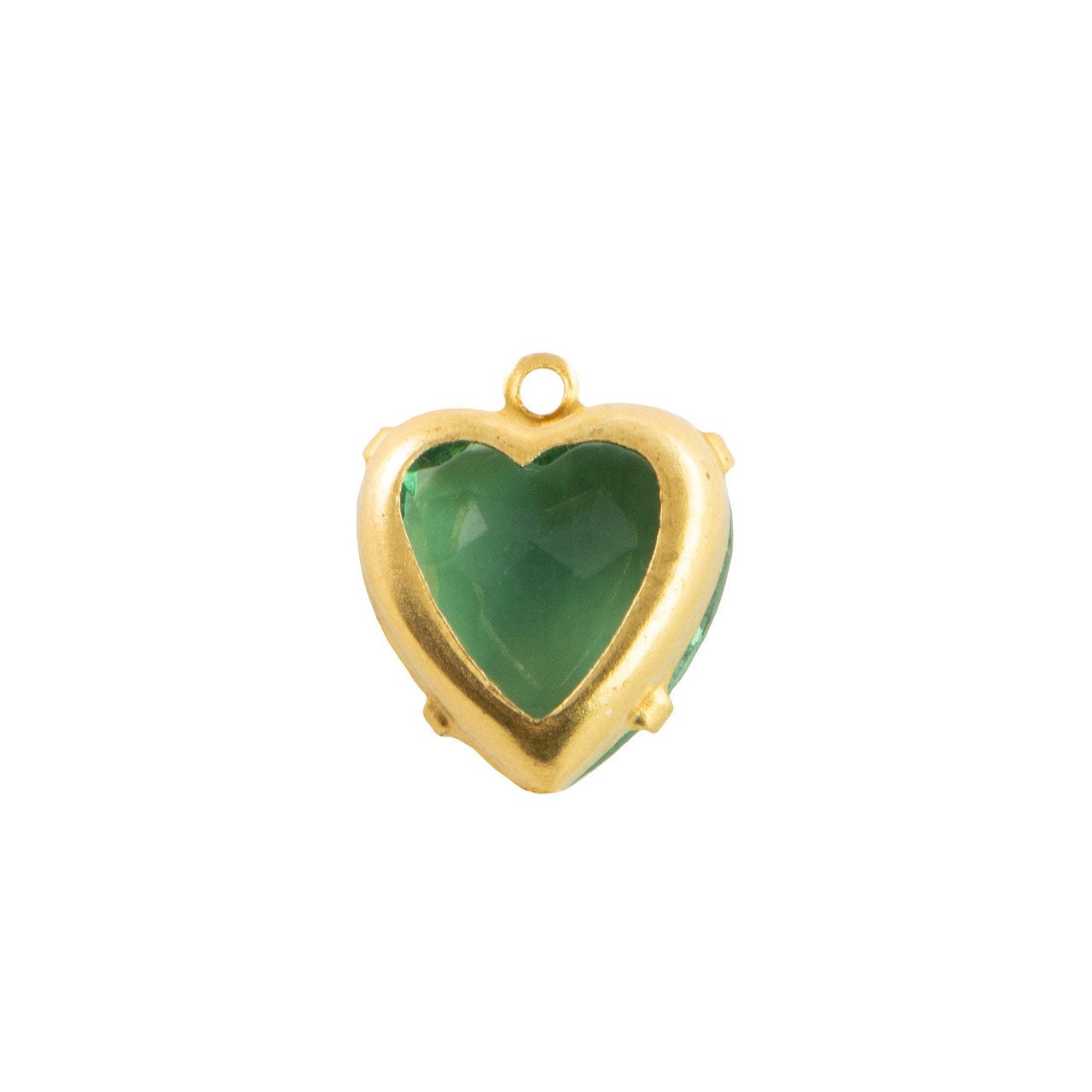 12mm Turmaline Faceted Glass Heart Stone in 1 Loop Open Back Setting (2)