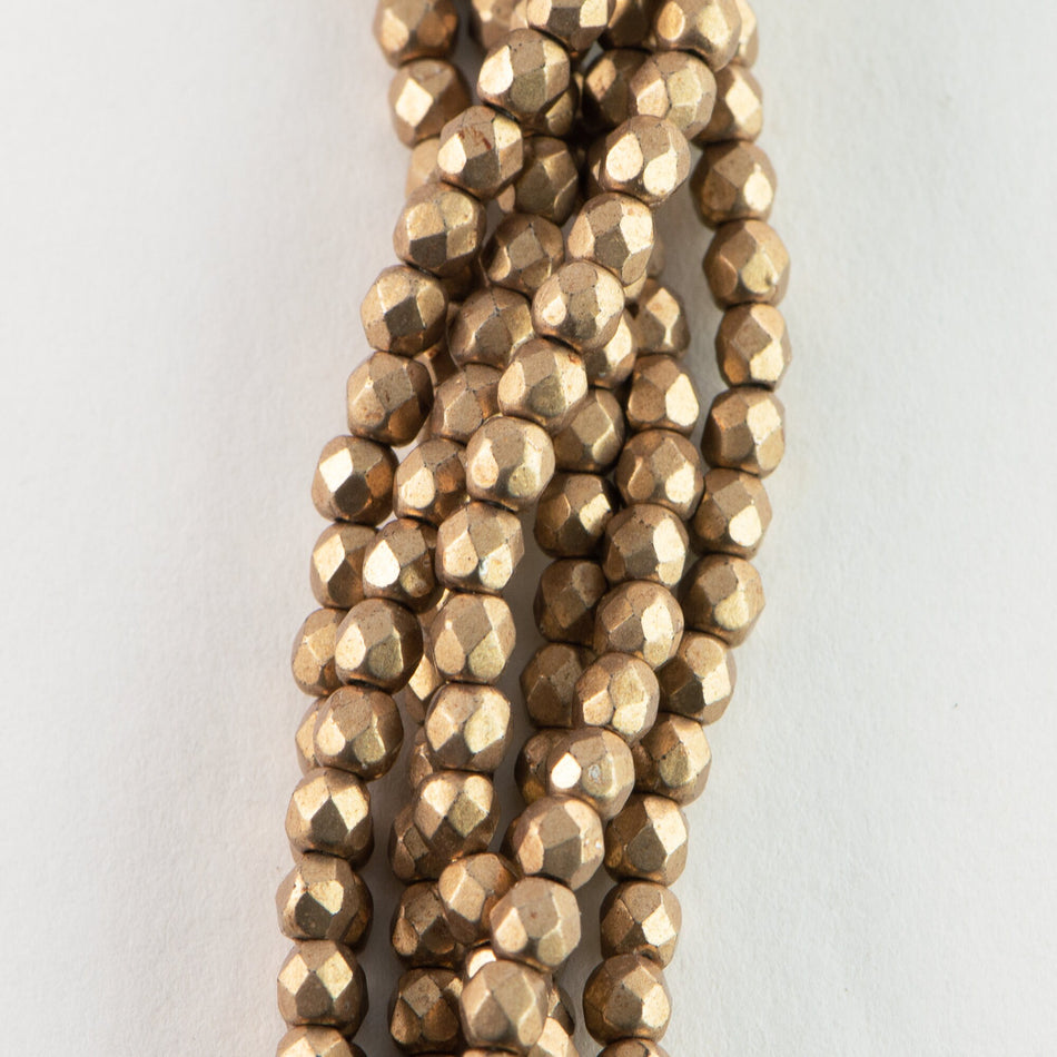 3mm Saturated Metallic Hazelnut Czech Color Trends Firepolish Faceted Glass Beads (50)