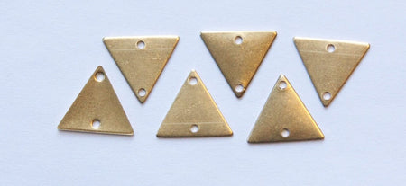 2 Hole Raw Brass Triangle Connector Link Charms Drops 13mm (10)