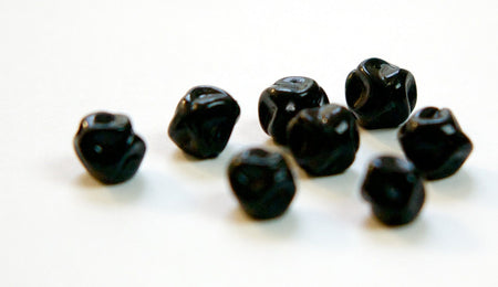 Vintage Black Baroque Pinched German Glass Beads (10) grm010G