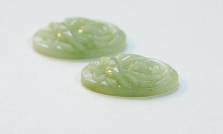Etched Light Green Flower Acrylic Cabochon 25X18mm cab134E