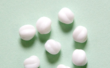 Vintage Opaque White German Glass Melon Beads grm012C