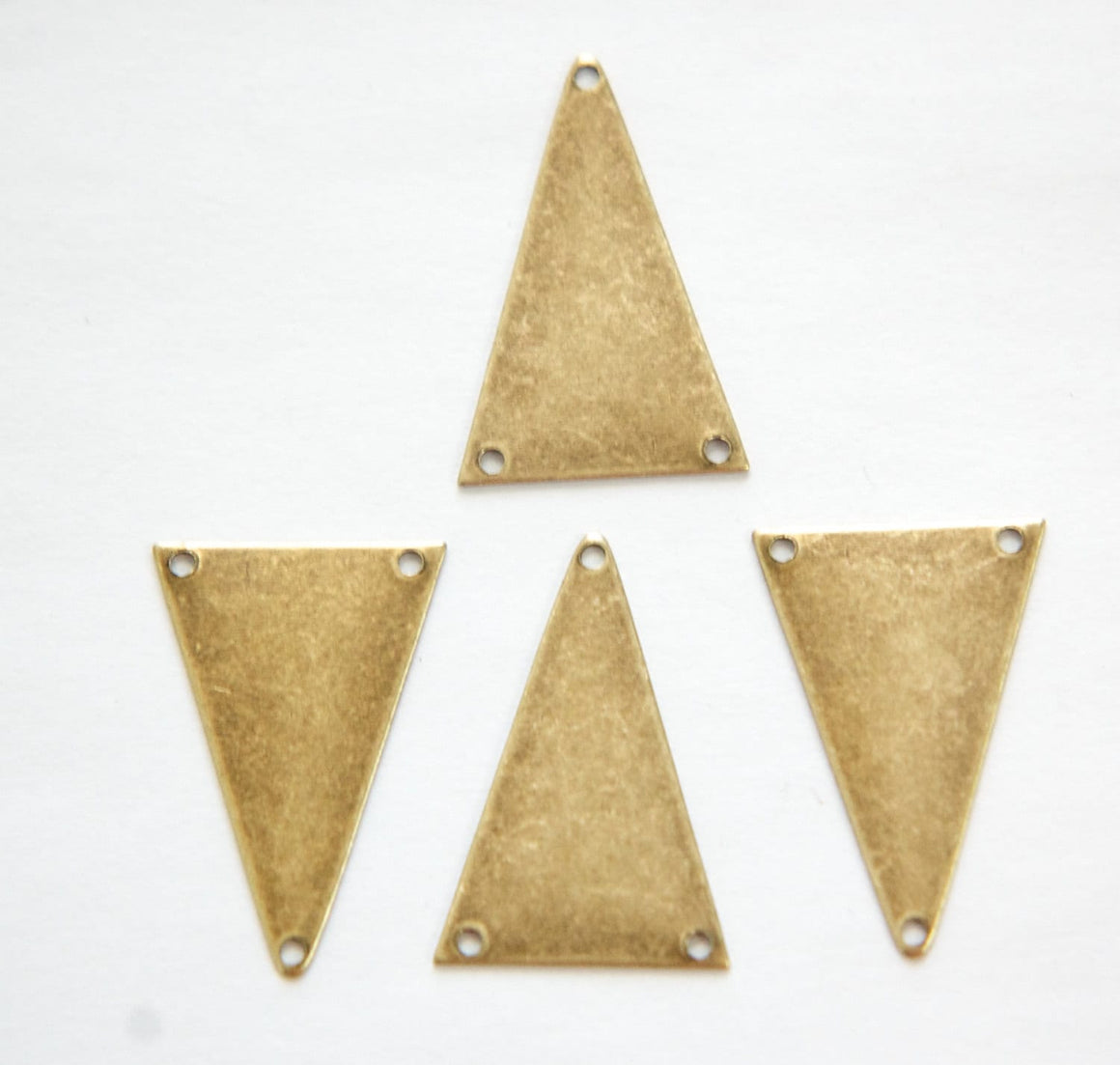 3 Hole Brass Ox Geometric Narrow Triangle Pendant Charm (6) mtl511B