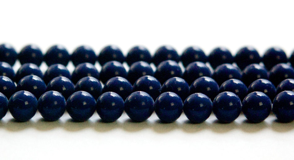Vintage Navy Blue Glass Beads Japan 6mm (10)  jpn001D
