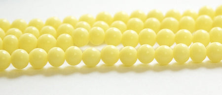 Vintage Soft Yellow Glass Beads Japan 6mm (10) jpn001E
