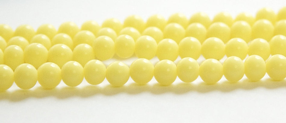 Vintage Soft Yellow Glass Beads Japan 6mm (10) jpn001E