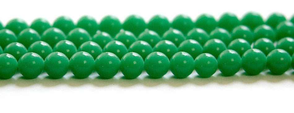 Vintage Jade Green Glass Beads Japan 6mm (10) jpn001F