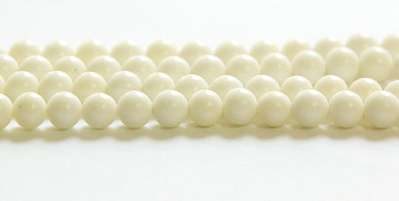 Vintage Ivory Glass Beads Japan 6mm (10) jpn001G