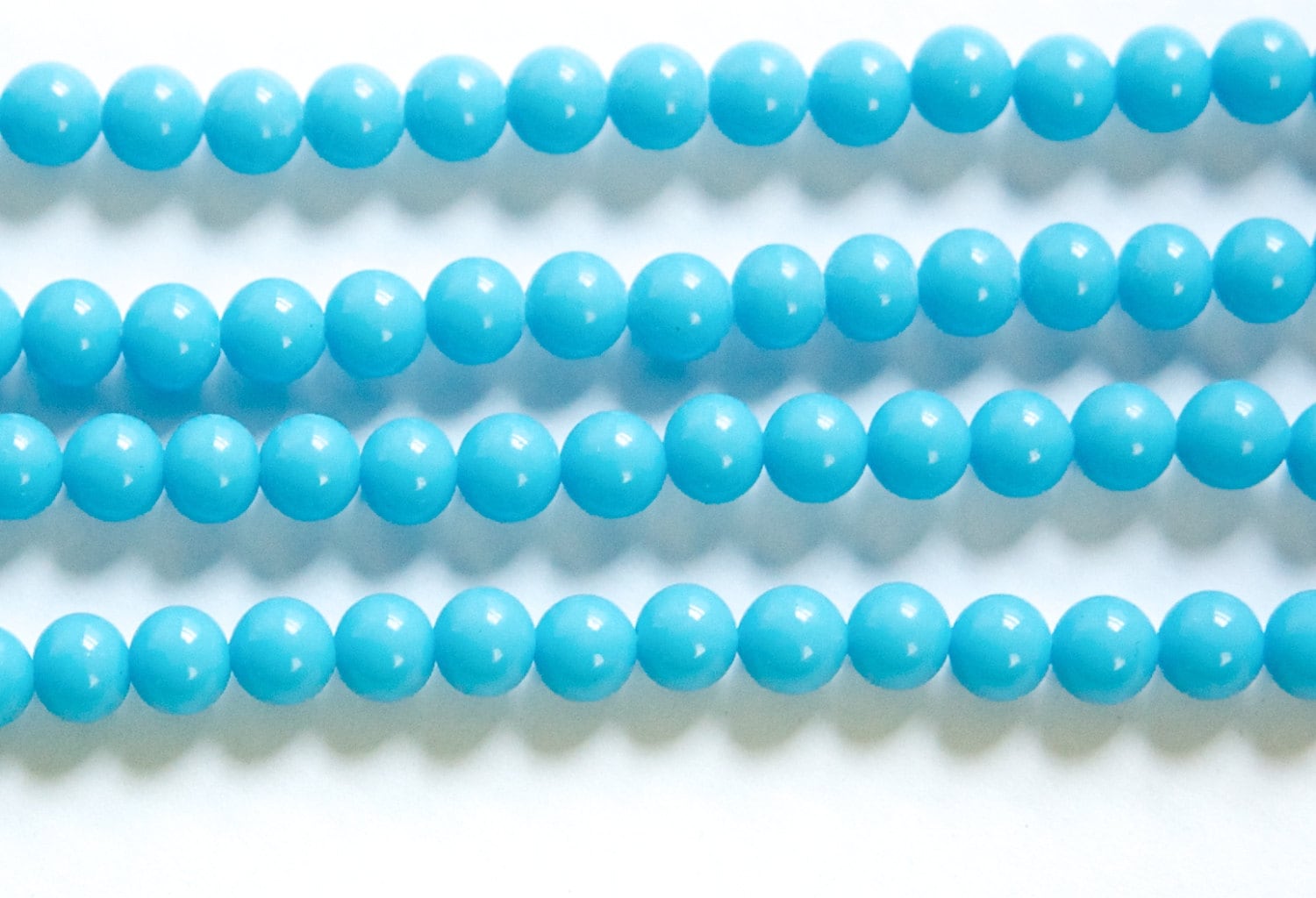 Vintage Blue Turquoise Glass Beads Japan 6mm (10) jpn001H