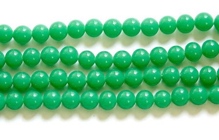 Vintage Jade Green Glass Beads Japan 6mm (10) jpn001F