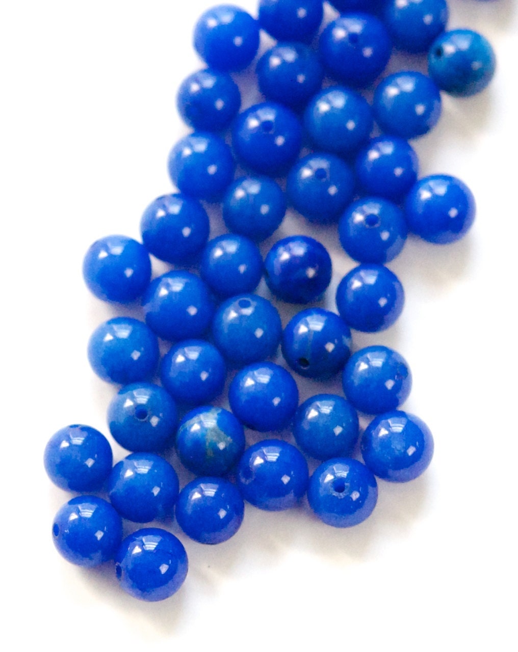 Vintage Lapis Blue Glass Beads Japan 6mm (10) jpn001M