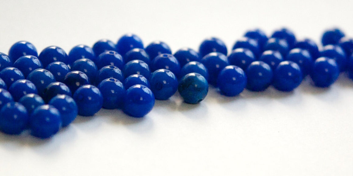 Vintage Lapis Blue Glass Beads Japan 6mm (10) jpn001M