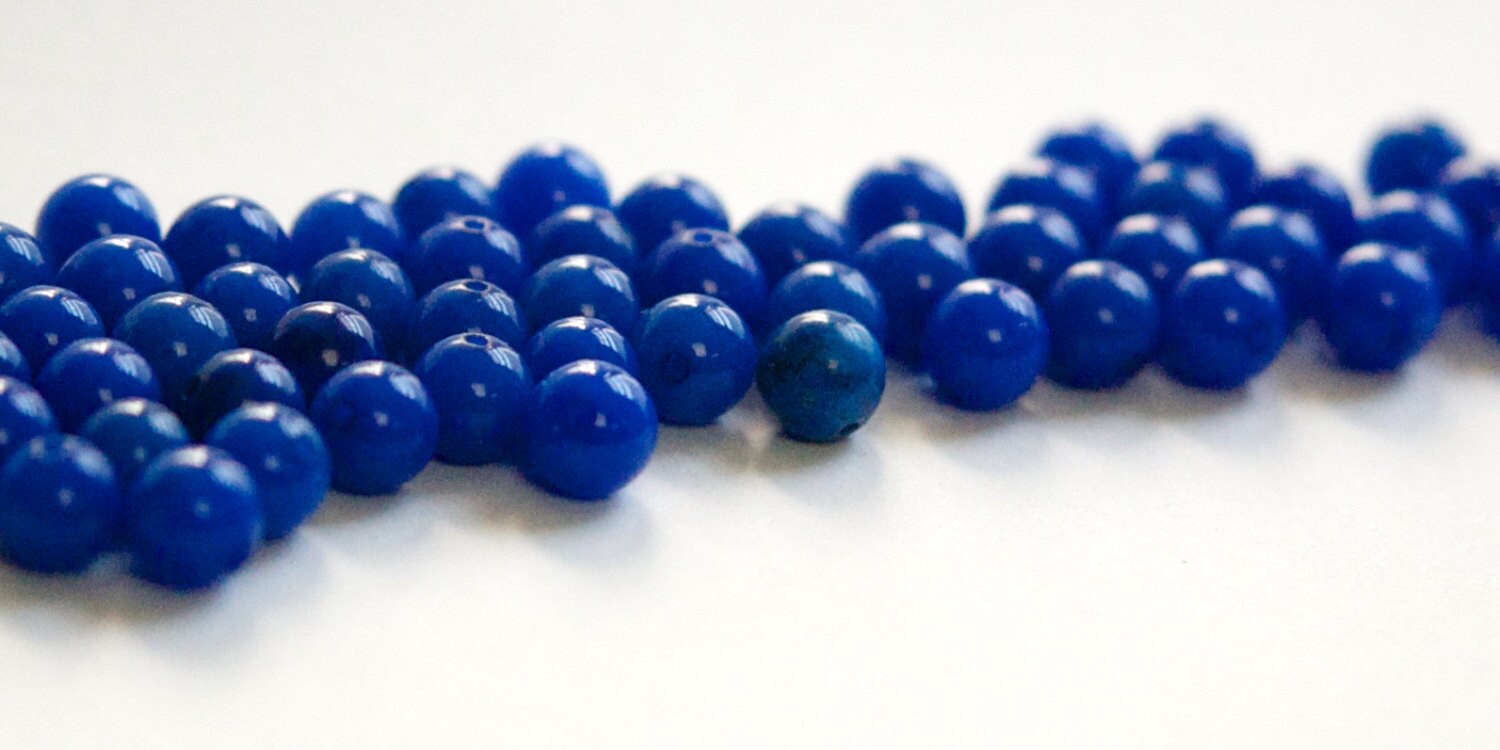 Vintage Lapis Blue Glass Beads Japan 6mm (10) jpn001M