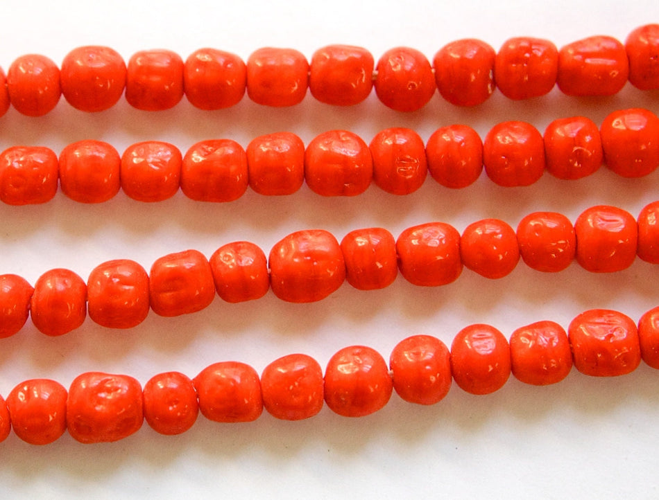 Vintage Coral Baroque Glass Beads Japan 6mm (10) jpn002B