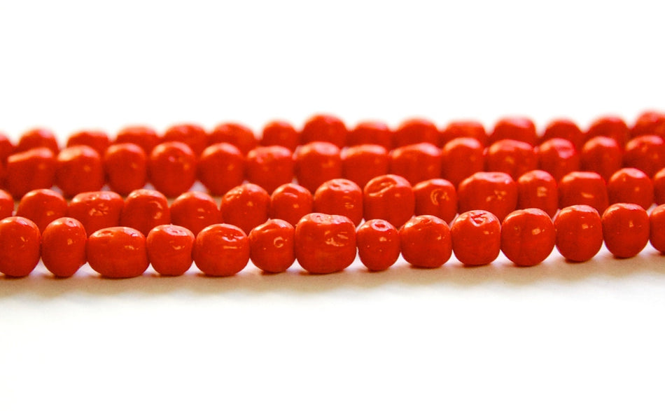 Vintage Coral Baroque Glass Beads Japan 6mm (10) jpn002B