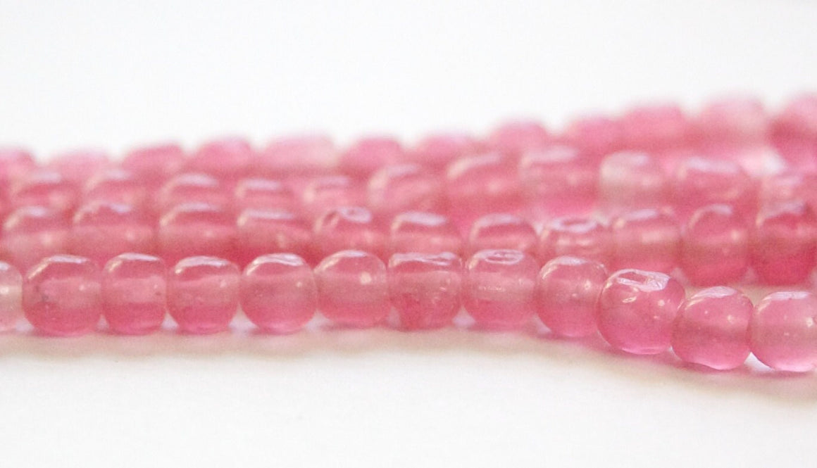 Vintage Pink Baroque Glass Beads Japan 6mm (10) jpn002A
