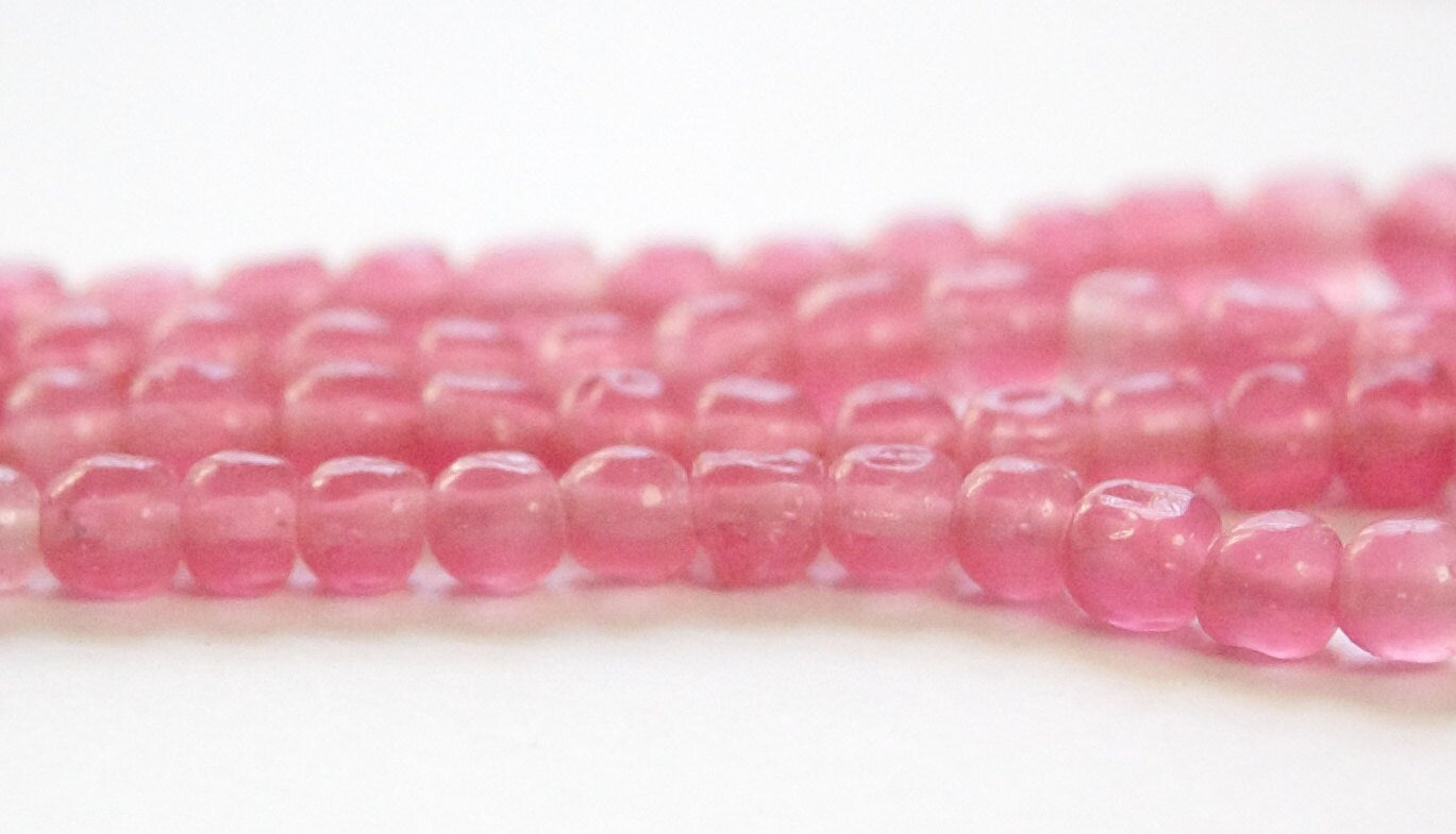 Vintage Pink Baroque Glass Beads Japan 6mm (10) jpn002A