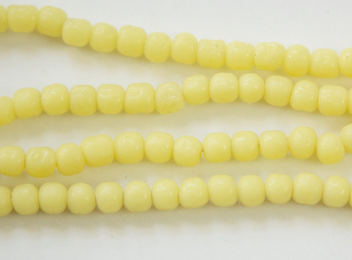 Vintage Yellow Baroque Glass Beads Japan 6mm (10) jpn002C