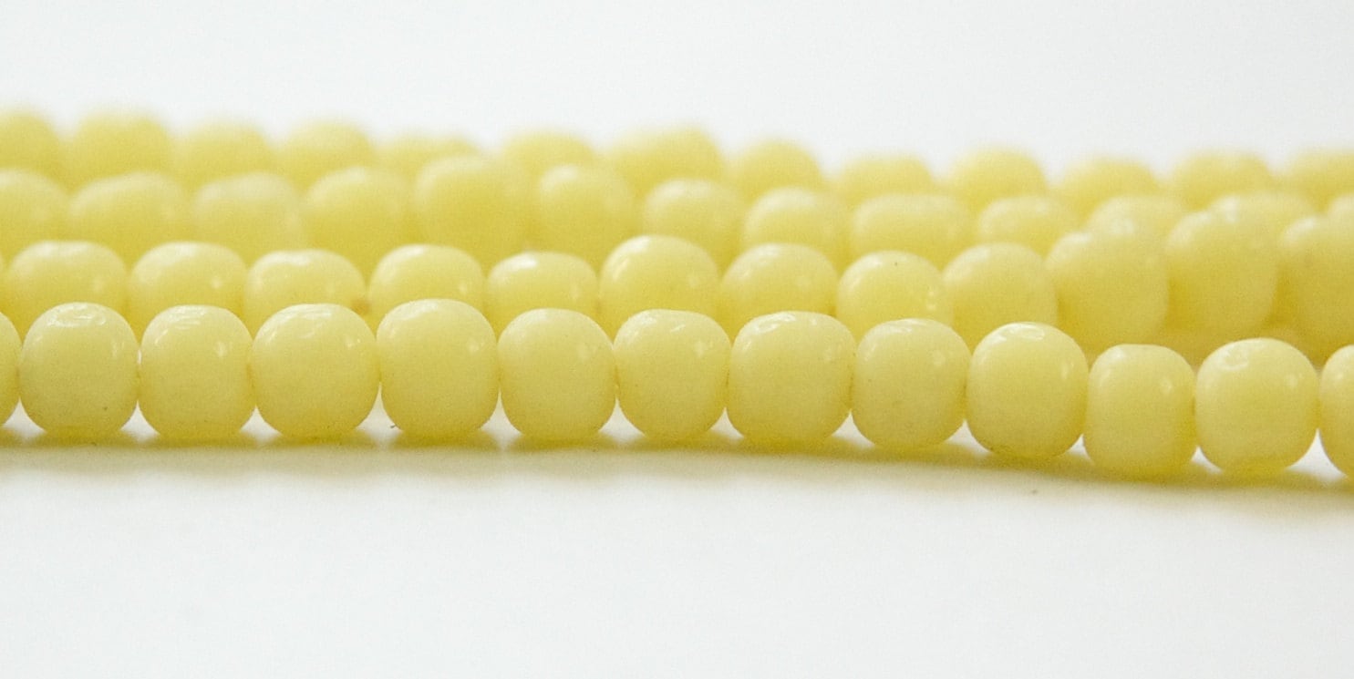 Vintage Yellow Baroque Glass Beads Japan 6mm (10) jpn002C