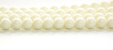 Vintage Opaque Ivory Glass Beads Japan 8mm (8) jpn003M