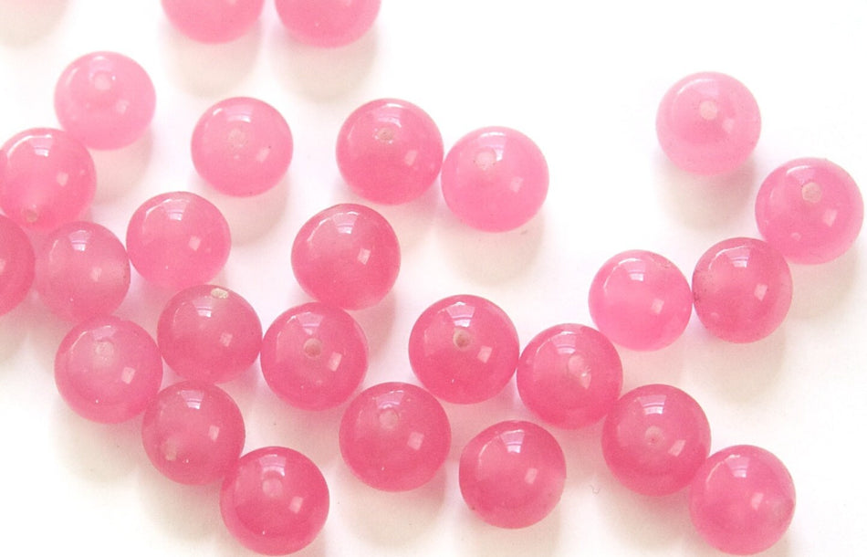 Vintage Rose Pink Glass Beads Japan 8mm (8) jpn003G