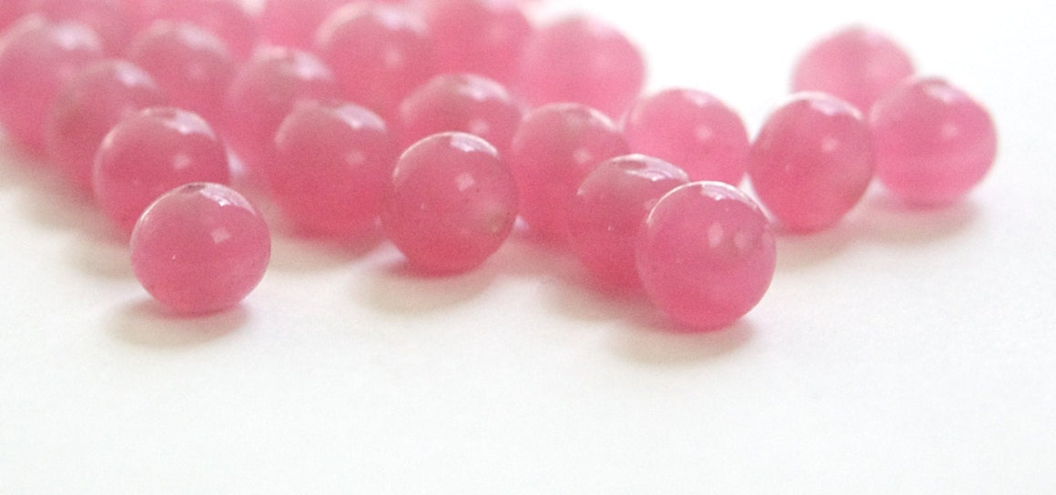 Vintage Rose Pink Glass Beads Japan 8mm (8) jpn003G