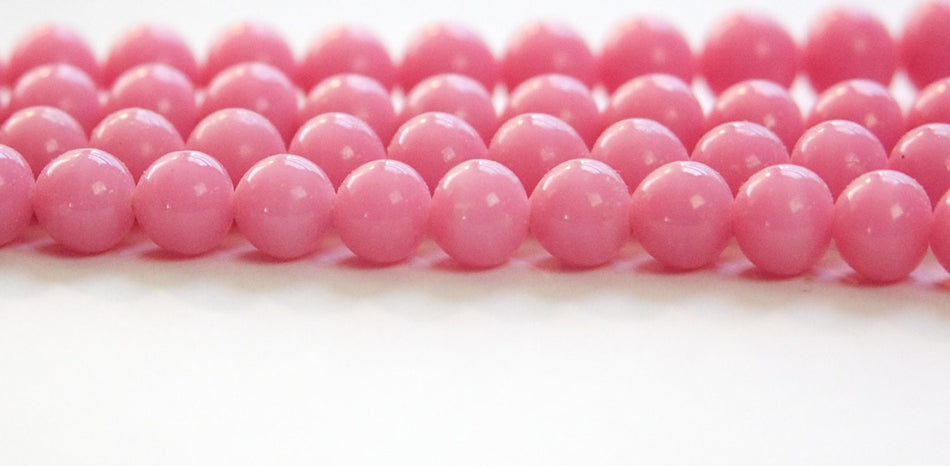 Vintage Opaque Pink Glass Beads Japan 8mm (8) jpn003L