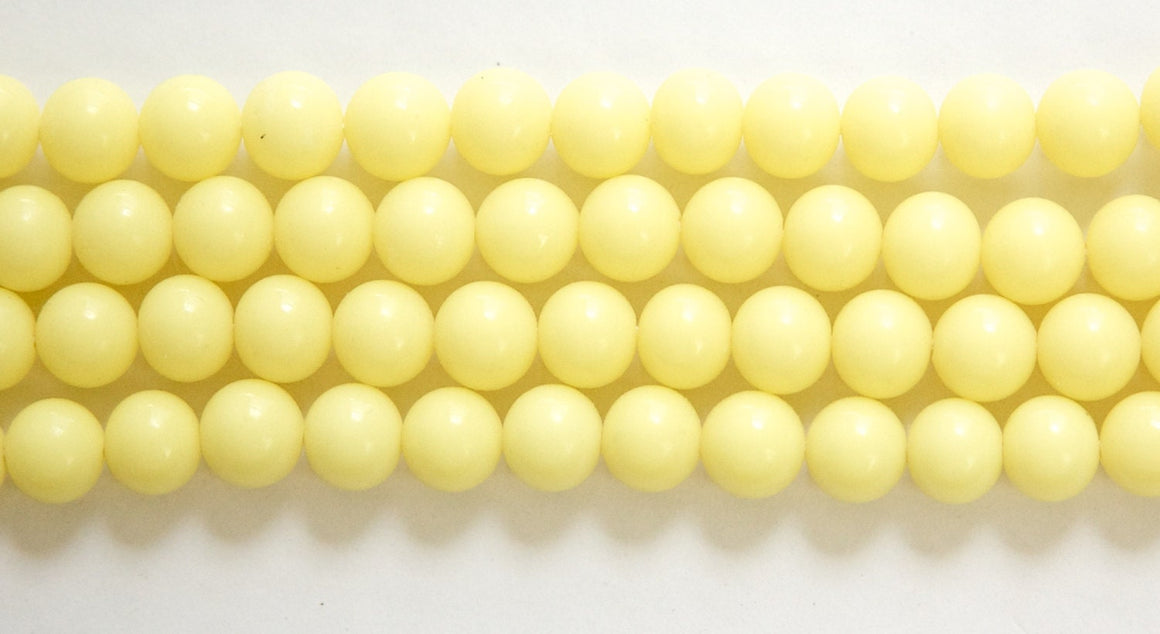 Vintage Soft Yellow Glass Beads Japan 8mm (8) jpn003Q