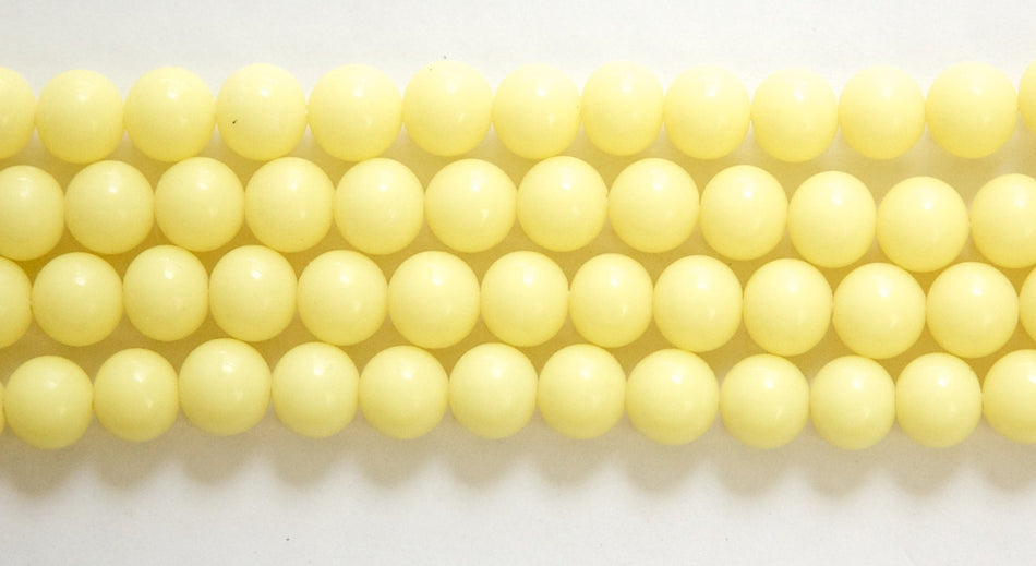 Vintage Soft Yellow Glass Beads Japan 8mm (8) jpn003Q