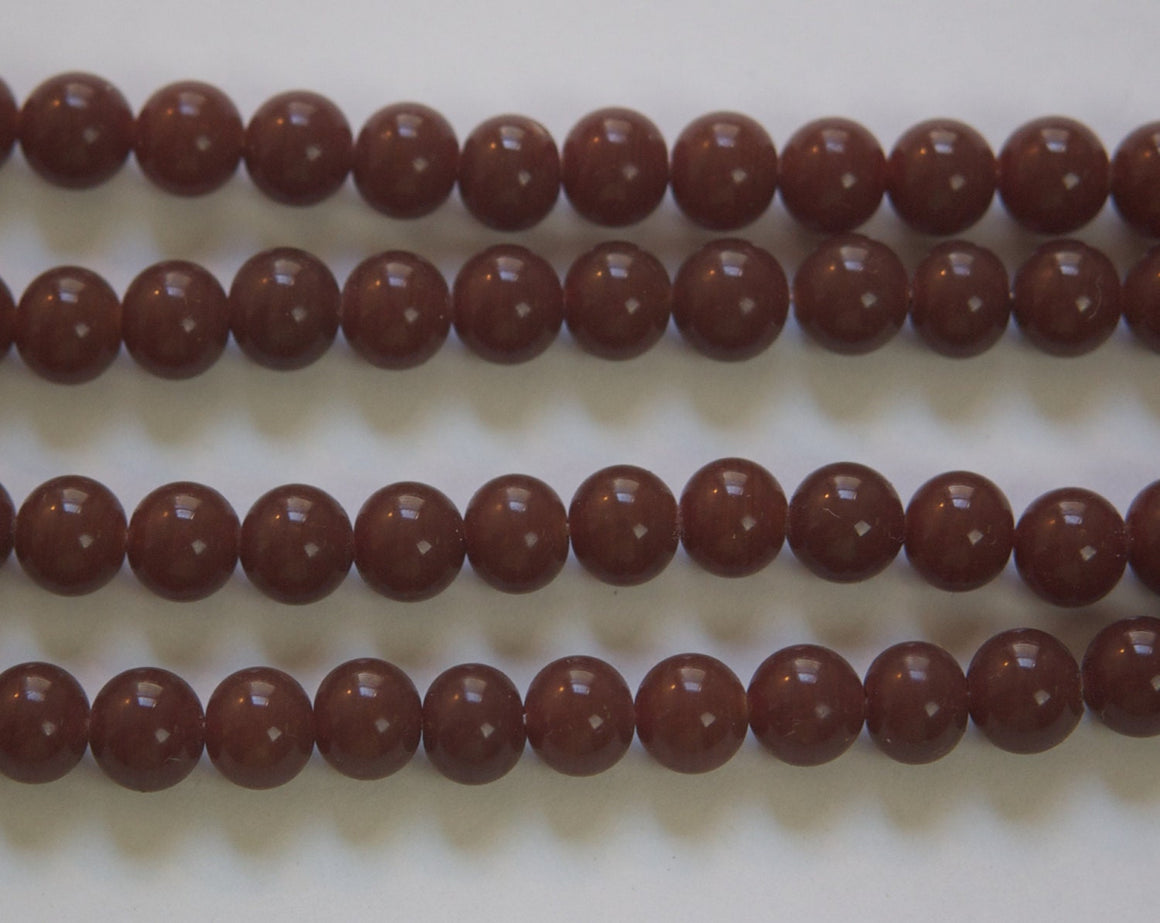 Vintage Opaque Brown Glass Beads Japan 8mm (8) jpn003R