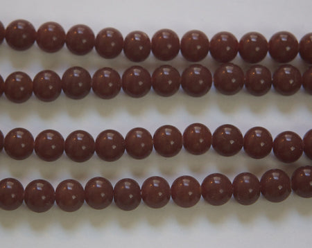 Vintage Opaque Brown Glass Beads Japan 8mm (8) jpn003R