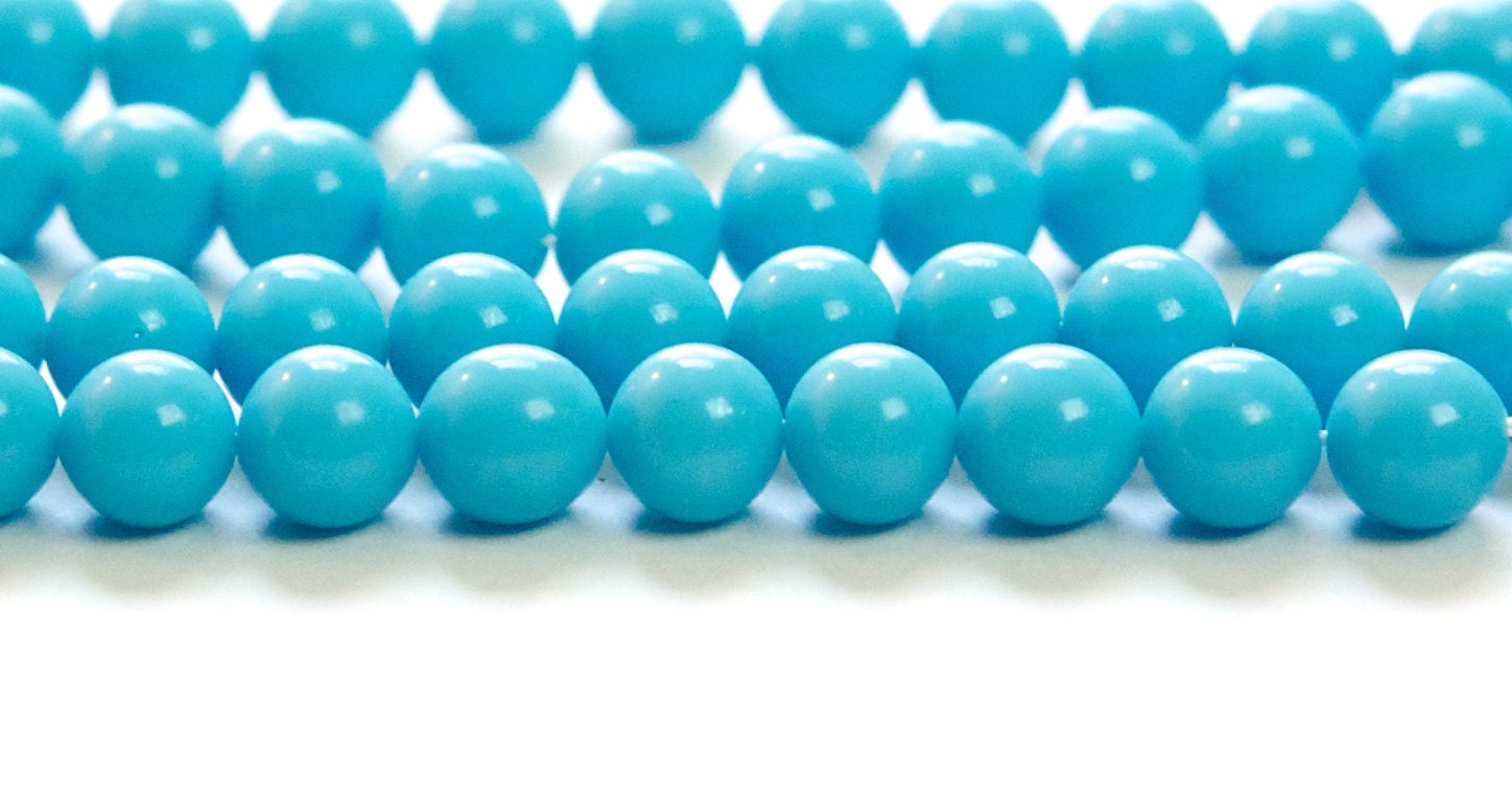 Vintage Turquoise Blue Glass Beads Japan 8mm (8) jpn003C
