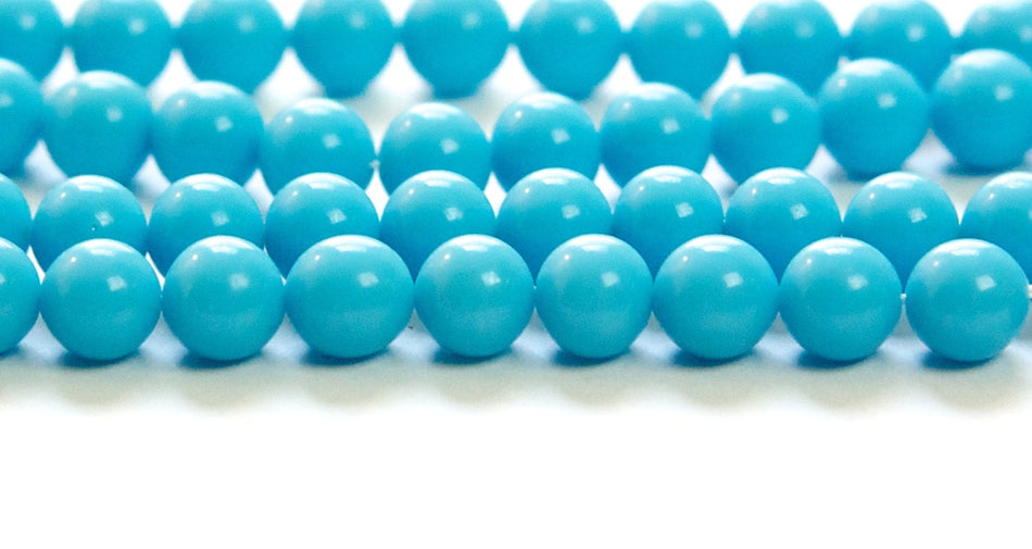 Vintage Turquoise Blue Glass Beads Japan 8mm (8) jpn003C