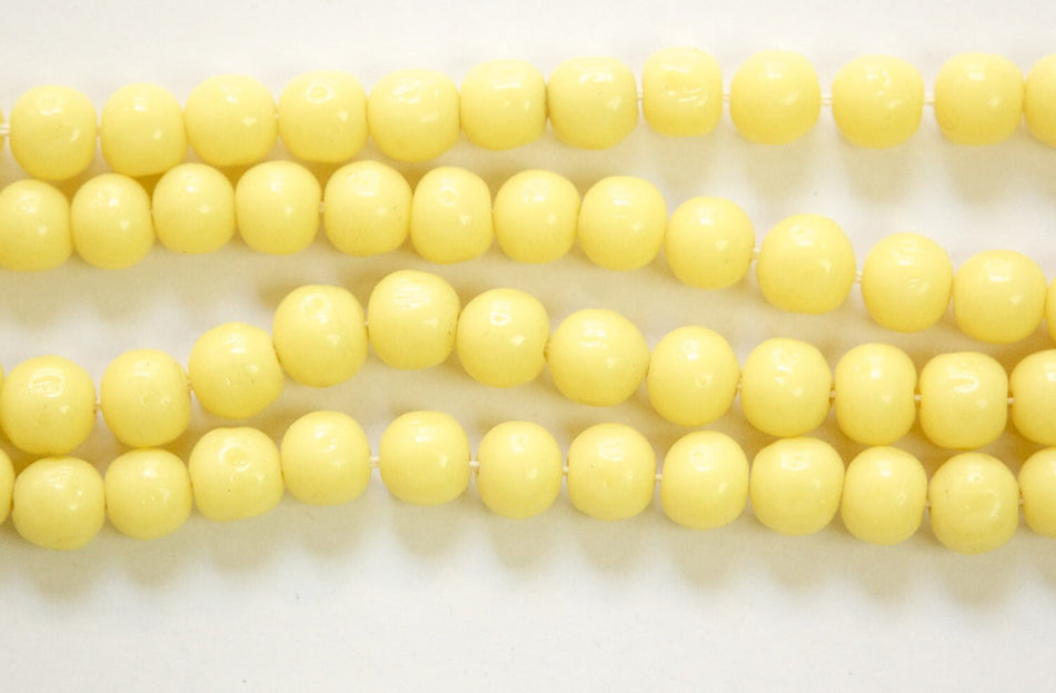 Vintage Yellow Baroque Glass Beads Japan 8mm (8) jpn004A