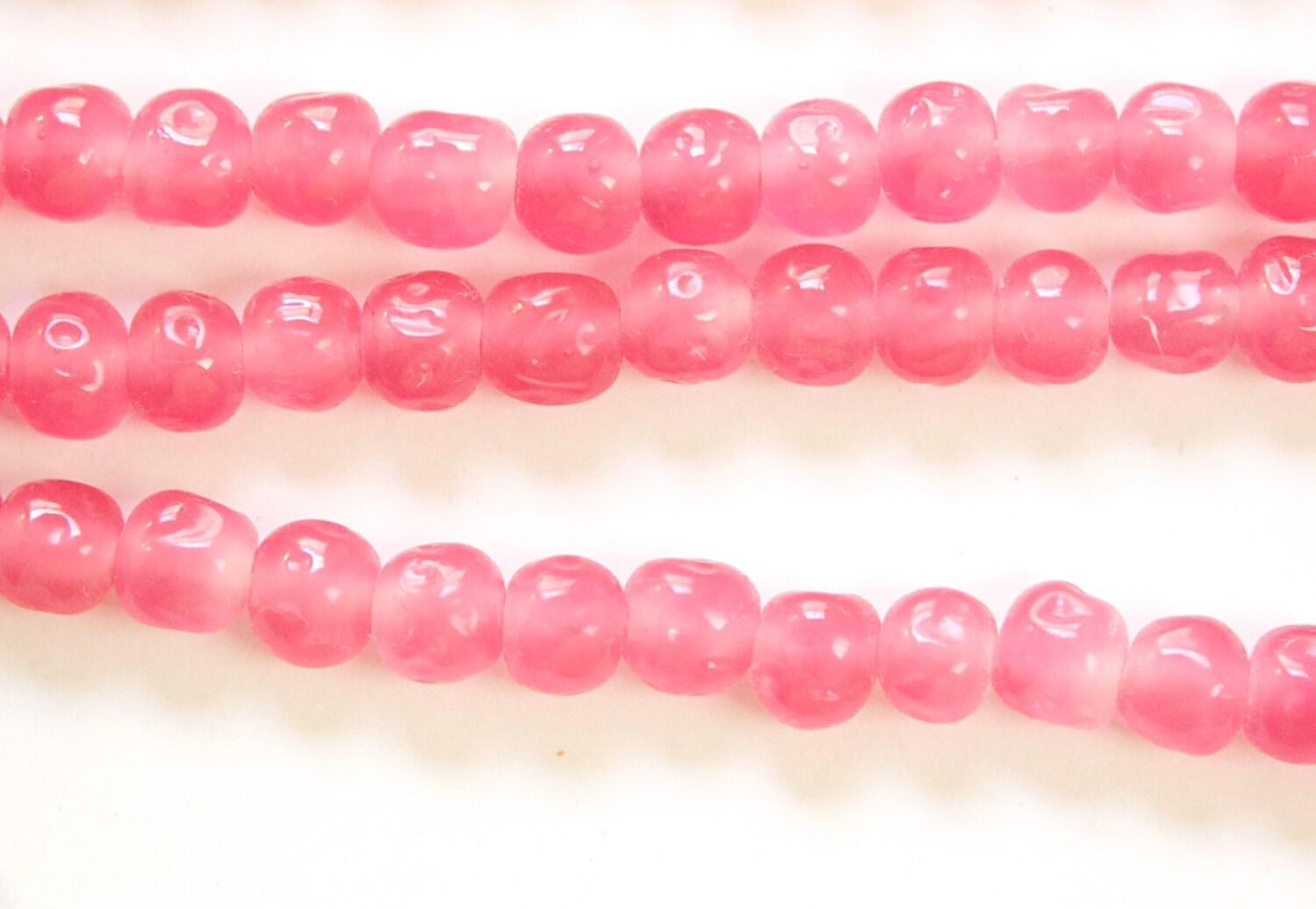 Vintage Rose Pink Baroque Glass Beads Japan 8mm (8) jpn004B