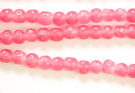 Vintage Rose Pink Baroque Glass Beads Japan 8mm (8) jpn004B