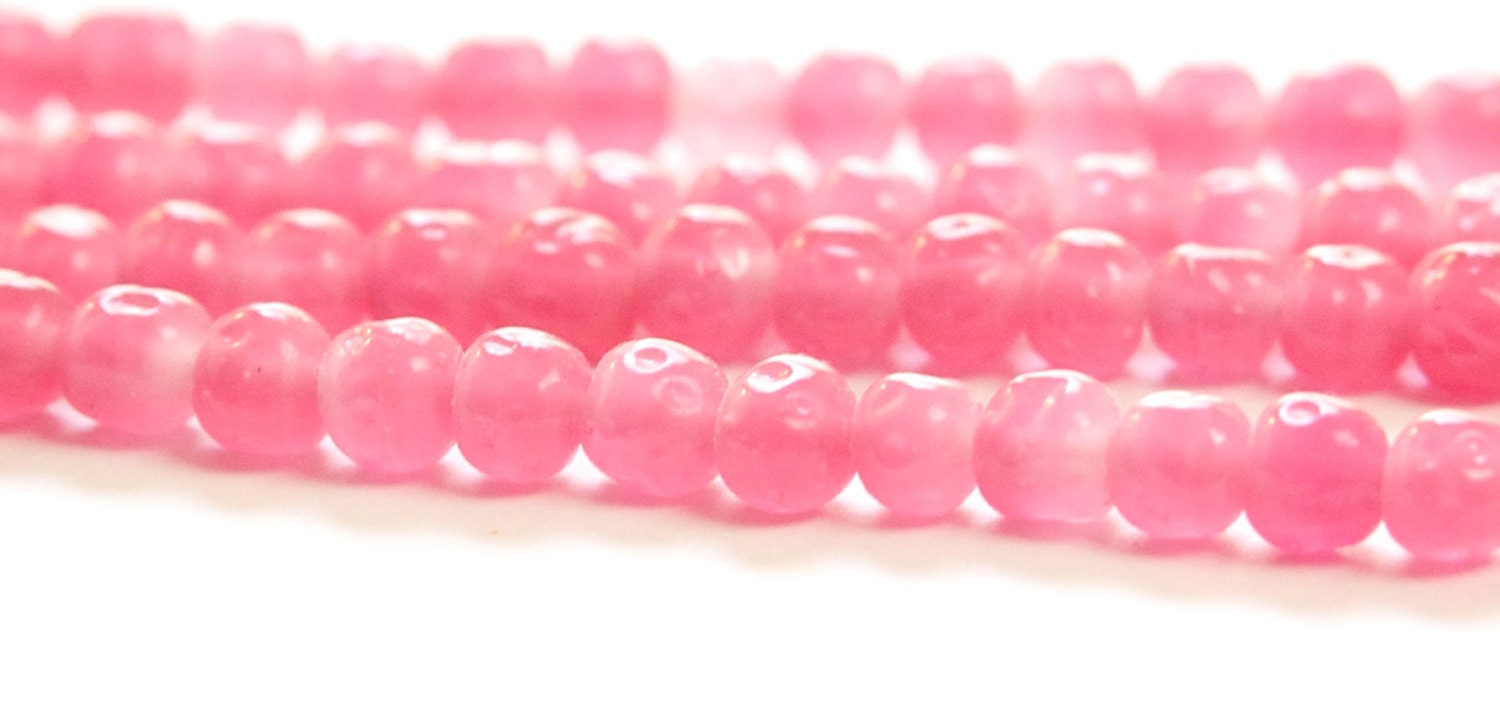 Vintage Rose Pink Baroque Glass Beads Japan 8mm (8) jpn004B
