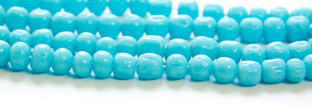 Vintage Turquoise Blue Baroque Glass Beads Japan 8mm (8) jpn004C