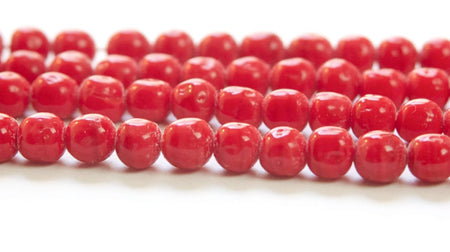 Vintage Red Baroque Glass Beads Japan 8mm (8) jpn004D