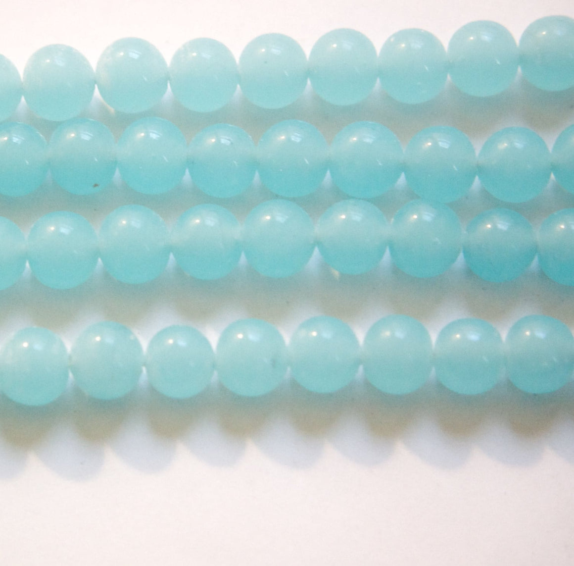 Vintage Calcedon Blue Glass Beads Japan 8- 9mm (6) jpn005A