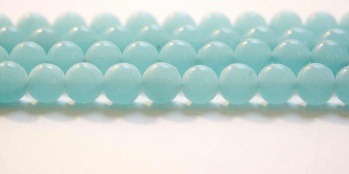 Vintage Calcedon Blue Glass Beads Japan 8- 9mm (6) jpn005A