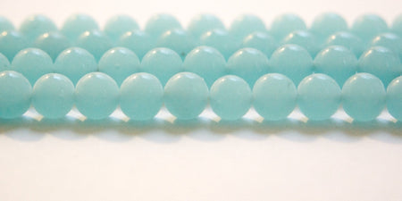 Vintage Calcedon Blue Glass Beads Japan 8- 9mm (6) jpn005A