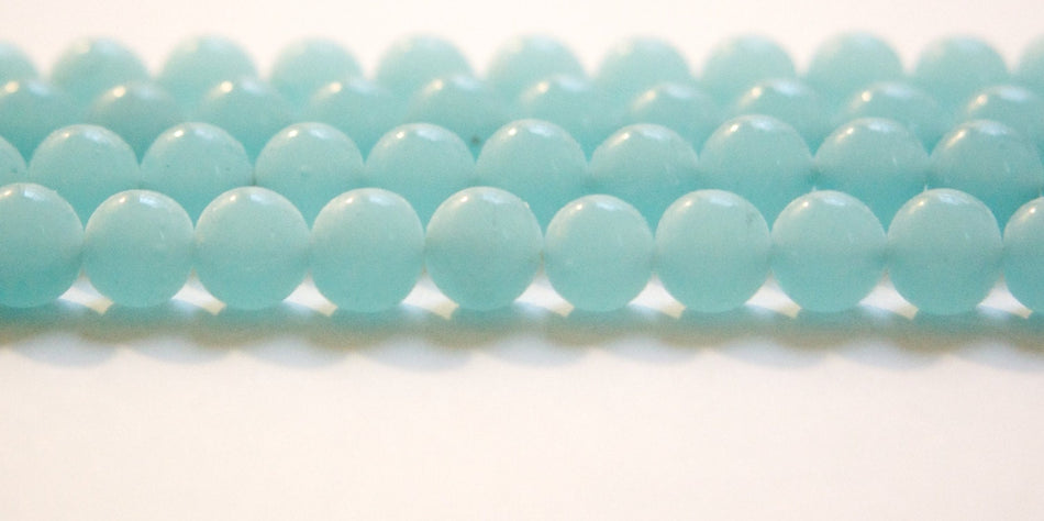 Vintage Calcedon Blue Glass Beads Japan 8- 9mm (6) jpn005A