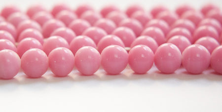 Vintage Opaque Pink Glass Beads Japan 8- 9mm (6) jpn005B