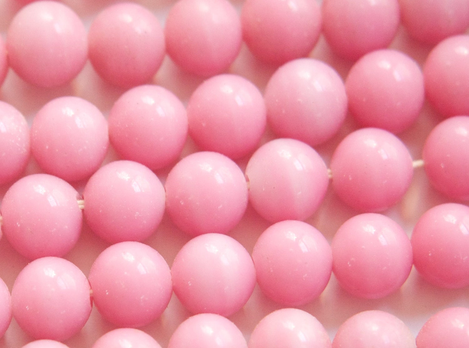 Vintage Opaque Pink Glass Beads Japan 8- 9mm (6) jpn005B