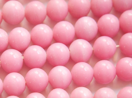Vintage Opaque Pink Glass Beads Japan 8- 9mm (6) jpn005B
