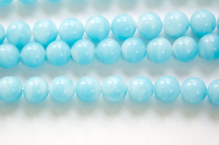 Vintage Light Blue Glass Beads Japan 8- 9mm (6) jpn005J
